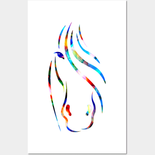 horse head - stylized and colorful Posters and Art